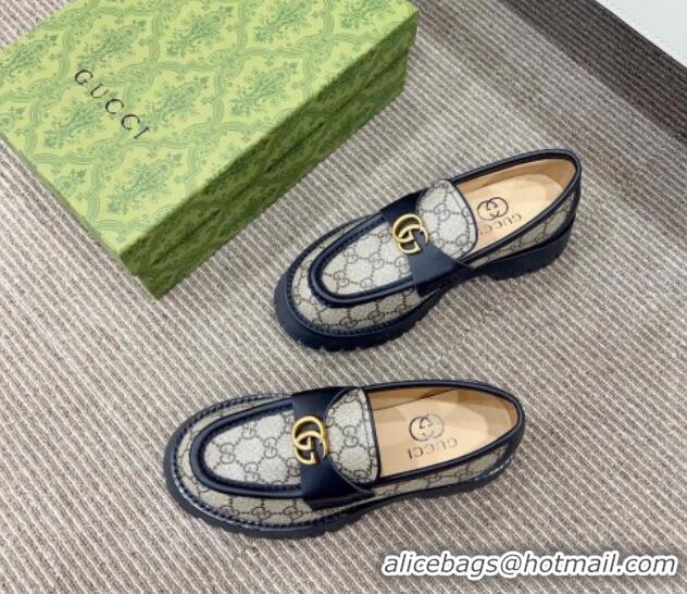 Trendy Design Gucci Jumbo GG Canvas Platform Loafers 3.5cm with GG Band Beige 916064