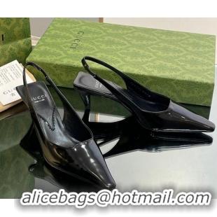 Promotion Gucci Leather Slingback Pumps 5.5cm 764192 Black 926107