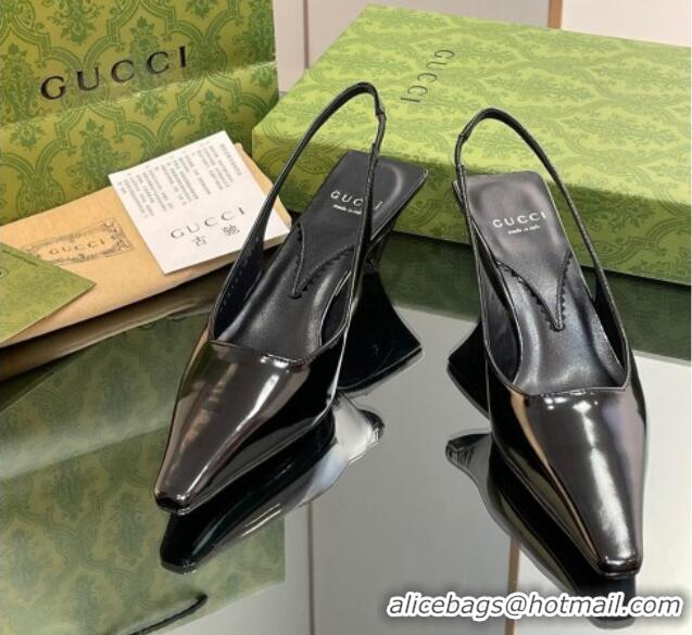 Promotion Gucci Leather Slingback Pumps 5.5cm 764192 Black 926107