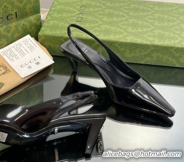 Promotion Gucci Leather Slingback Pumps 5.5cm 764192 Black 926107