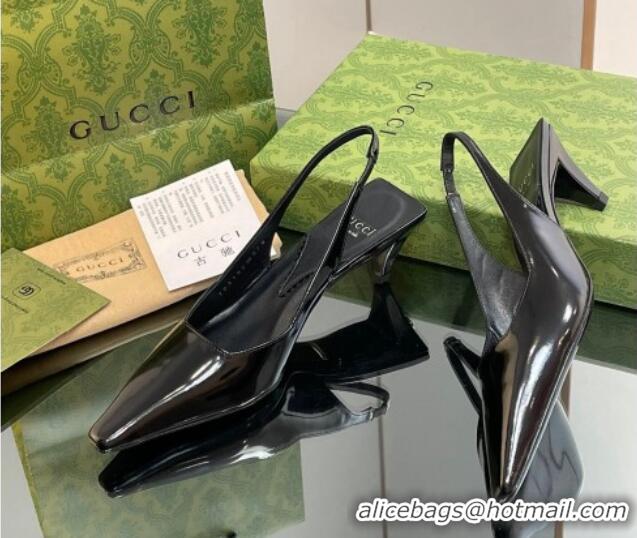 Promotion Gucci Leather Slingback Pumps 5.5cm 764192 Black 926107