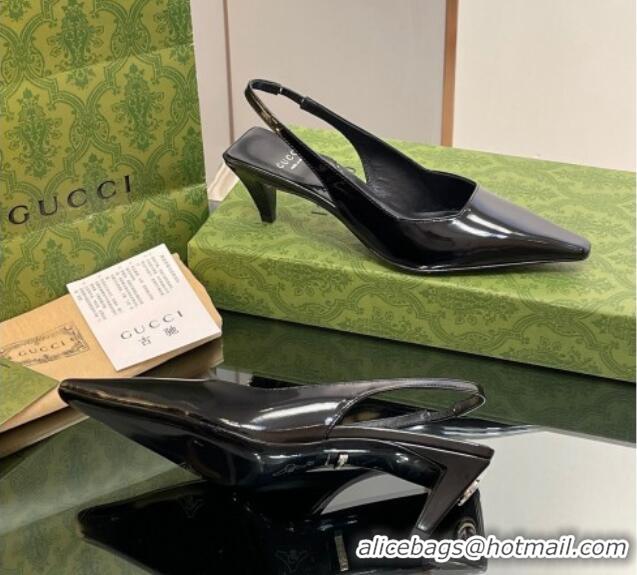 Promotion Gucci Leather Slingback Pumps 5.5cm 764192 Black 926107