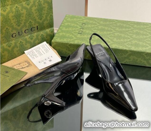 Promotion Gucci Leather Slingback Pumps 5.5cm 764192 Black 926107