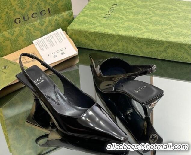 Promotion Gucci Leather Slingback Pumps 5.5cm 764192 Black 926107