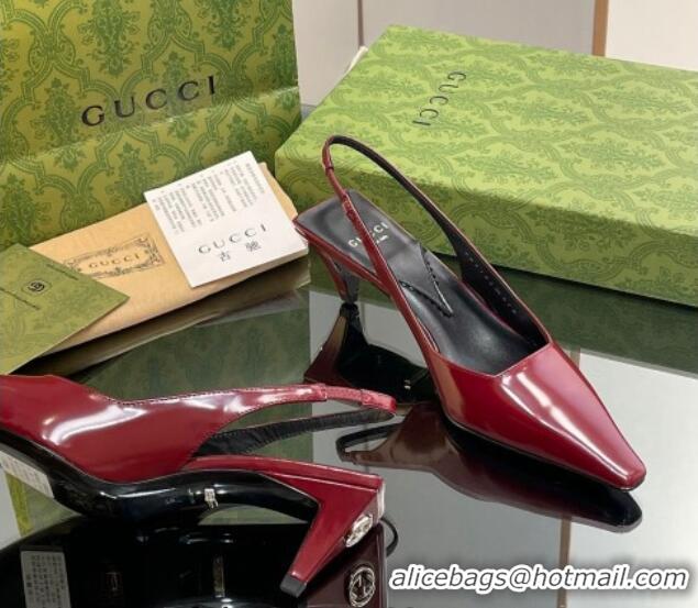 Inexpensive Gucci Leather Slingback Pumps 5.5cm 764192 Dark Red 926108