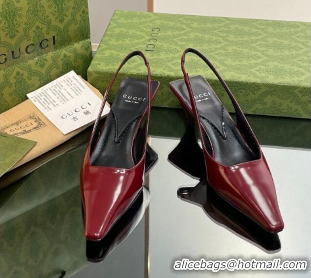 Inexpensive Gucci Leather Slingback Pumps 5.5cm 764192 Dark Red 926108