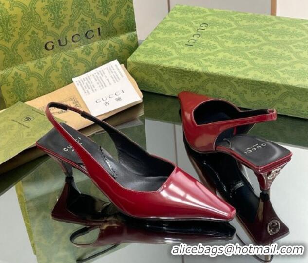 Inexpensive Gucci Leather Slingback Pumps 5.5cm 764192 Dark Red 926108