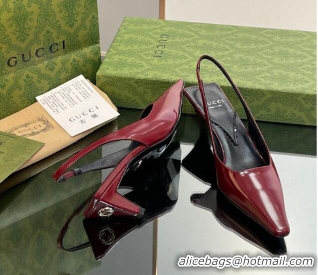 Inexpensive Gucci Leather Slingback Pumps 5.5cm 764192 Dark Red 926108