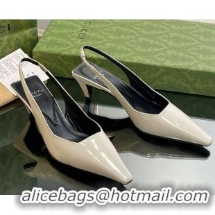 Best Price Gucci Leather Slingback Pumps 5.5cm 764192 White 926109