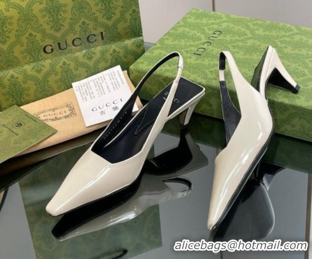 Best Price Gucci Leather Slingback Pumps 5.5cm 764192 White 926109