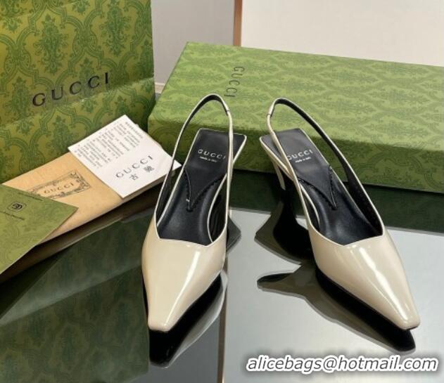 Best Price Gucci Leather Slingback Pumps 5.5cm 764192 White 926109