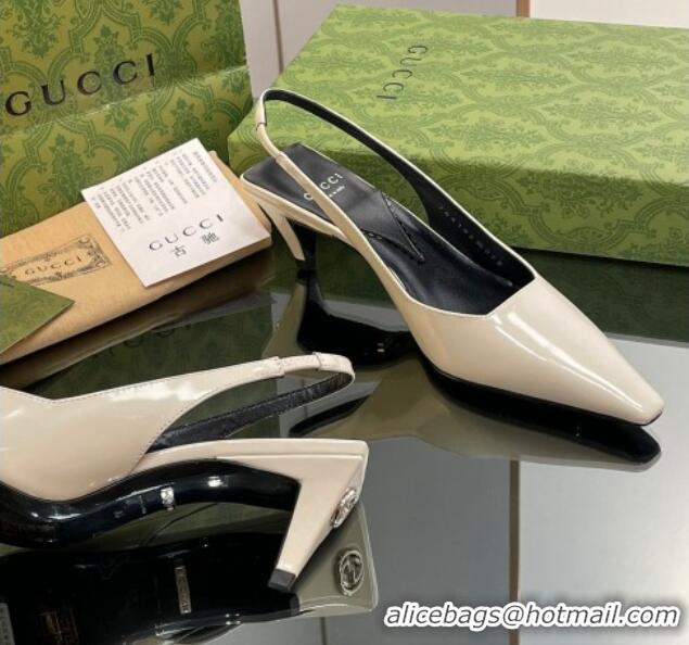 Best Price Gucci Leather Slingback Pumps 5.5cm 764192 White 926109