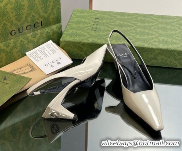 Best Price Gucci Leather Slingback Pumps 5.5cm 764192 White 926109