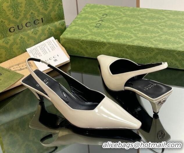 Best Price Gucci Leather Slingback Pumps 5.5cm 764192 White 926109