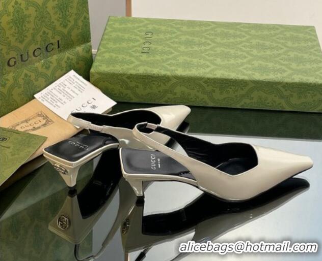 Best Price Gucci Leather Slingback Pumps 5.5cm 764192 White 926109