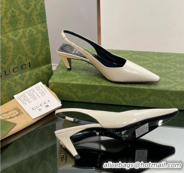 Best Price Gucci Leather Slingback Pumps 5.5cm 764192 White 926109