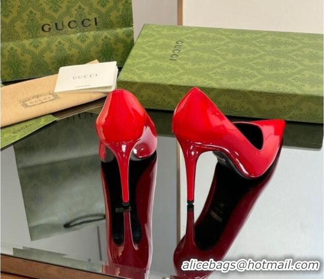 Grade Gucci Patent Leather Pointed High heel Pumps 10.5cm with GG Red 1012008