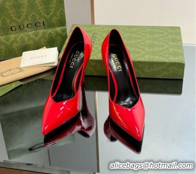 Grade Gucci Patent Leather Pointed High heel Pumps 10.5cm with GG Red 1012008