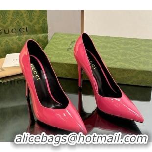 Low Cost Gucci Patent Leather Pointed High heel Pumps 10.5cm with GG Dark Pink 1012009