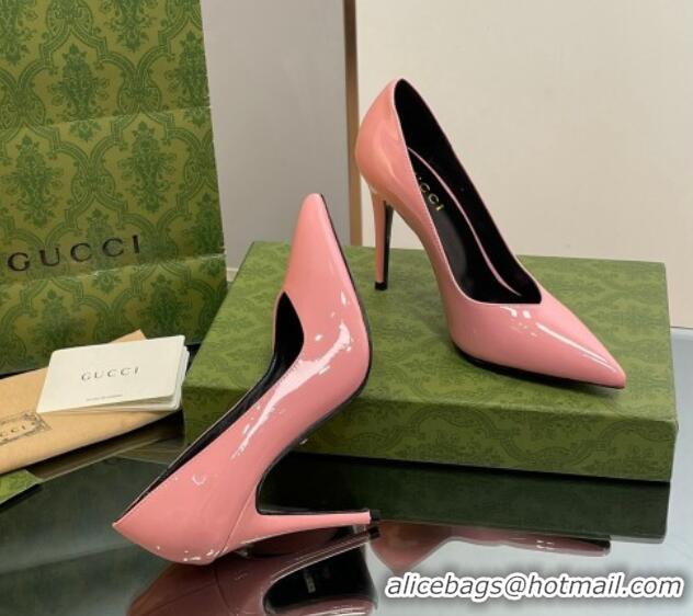 Stylish Gucci Patent Leather Pointed High heel Pumps 10.5cm with GG Light Pink 1012010