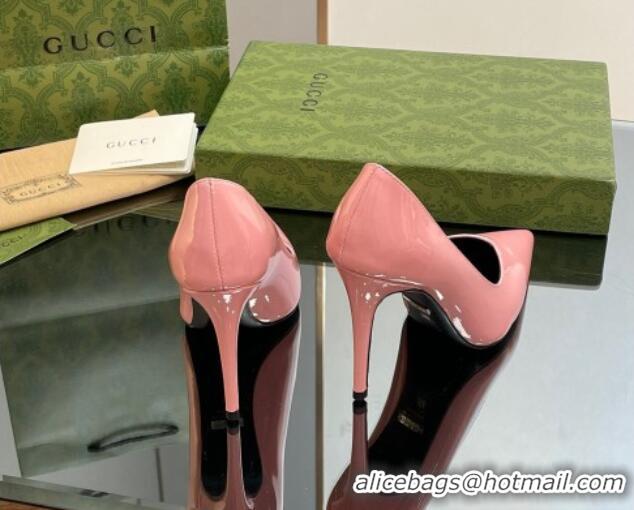 Stylish Gucci Patent Leather Pointed High heel Pumps 10.5cm with GG Light Pink 1012010