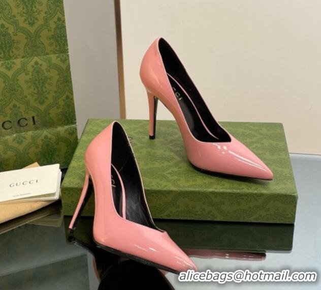 Stylish Gucci Patent Leather Pointed High heel Pumps 10.5cm with GG Light Pink 1012010