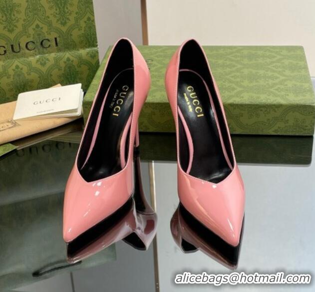 Stylish Gucci Patent Leather Pointed High heel Pumps 10.5cm with GG Light Pink 1012010