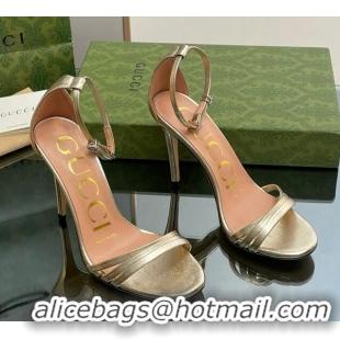 Sophisticated Gucci Heeled Metallic Leather Sandals 8.5cm Gold 1012011