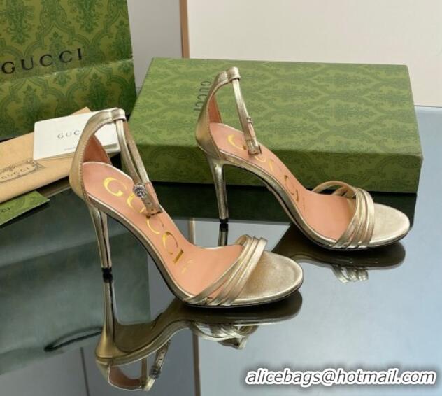 Sophisticated Gucci Heeled Metallic Leather Sandals 8.5cm Gold 1012011