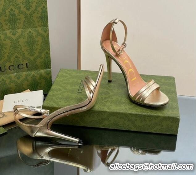 Sophisticated Gucci Heeled Metallic Leather Sandals 8.5cm Gold 1012011