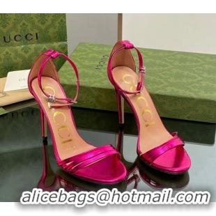 Hot Style Gucci Heeled Metallic Leather Sandals 8.5cm Pink 1012012