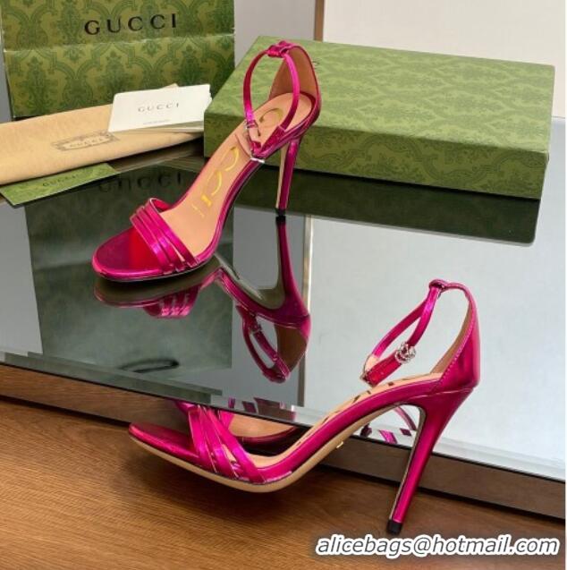 Hot Style Gucci Heeled Metallic Leather Sandals 8.5cm Pink 1012012