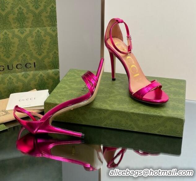 Hot Style Gucci Heeled Metallic Leather Sandals 8.5cm Pink 1012012