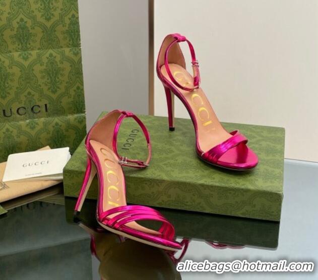 Hot Style Gucci Heeled Metallic Leather Sandals 8.5cm Pink 1012012