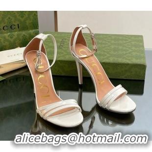 Online Duplicate Gucci Heeled Patent Leather Sandals 8.5cm White 012013