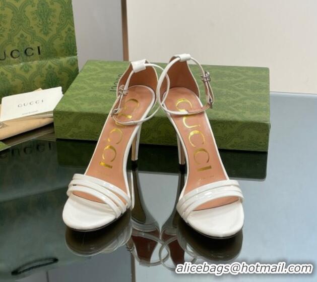 Online Duplicate Gucci Heeled Patent Leather Sandals 8.5cm White 012013