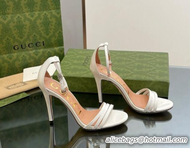 Online Duplicate Gucci Heeled Patent Leather Sandals 8.5cm White 012013