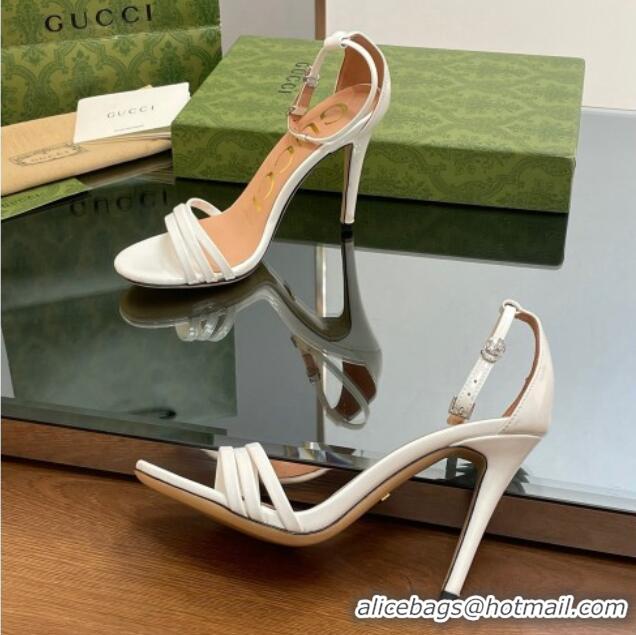 Online Duplicate Gucci Heeled Patent Leather Sandals 8.5cm White 012013