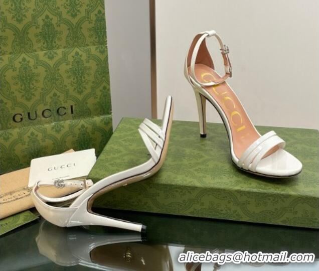 Online Duplicate Gucci Heeled Patent Leather Sandals 8.5cm White 012013