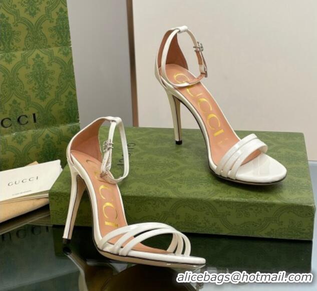 Online Duplicate Gucci Heeled Patent Leather Sandals 8.5cm White 012013