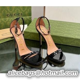 Shop Gucci Heeled Patent Leather Sandals 8.5cm Black 1012014