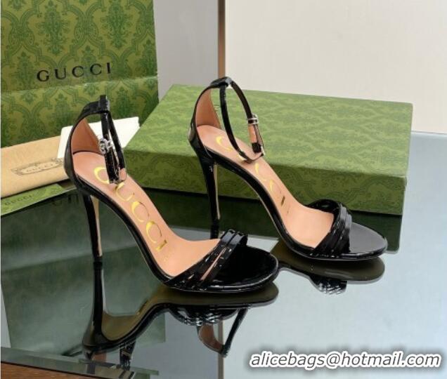 Shop Gucci Heeled Patent Leather Sandals 8.5cm Black 1012014