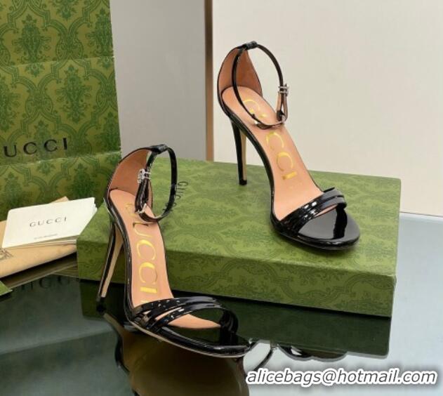 Shop Gucci Heeled Patent Leather Sandals 8.5cm Black 1012014