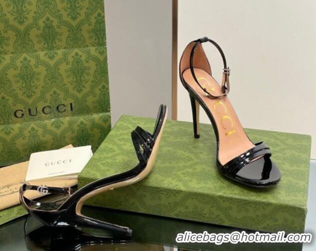 Shop Gucci Heeled Patent Leather Sandals 8.5cm Black 1012014