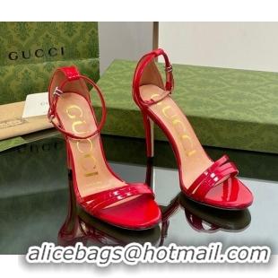 Cheaper Design Gucci Heeled Patent Leather Sandals 8.5cm Red 1012015