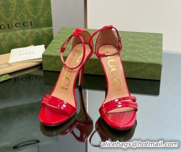 Cheaper Design Gucci Heeled Patent Leather Sandals 8.5cm Red 1012015