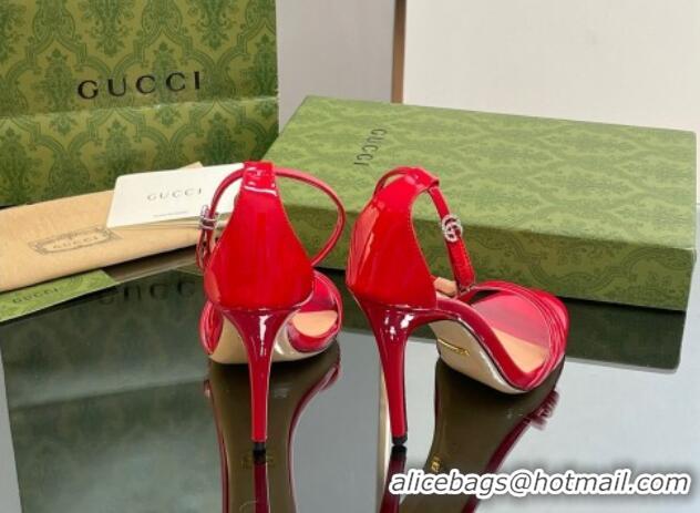 Cheaper Design Gucci Heeled Patent Leather Sandals 8.5cm Red 1012015