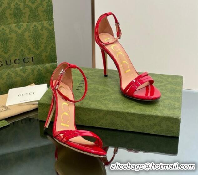 Cheaper Design Gucci Heeled Patent Leather Sandals 8.5cm Red 1012015