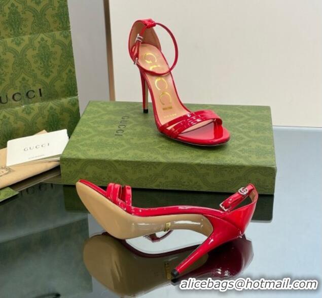 Cheaper Design Gucci Heeled Patent Leather Sandals 8.5cm Red 1012015