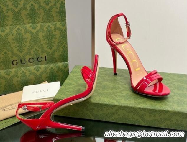 Cheaper Design Gucci Heeled Patent Leather Sandals 8.5cm Red 1012015